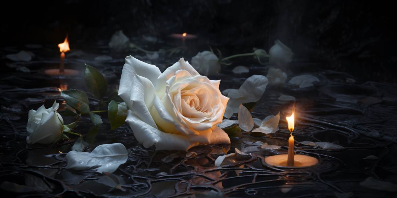 Biała róża na pogrzebie